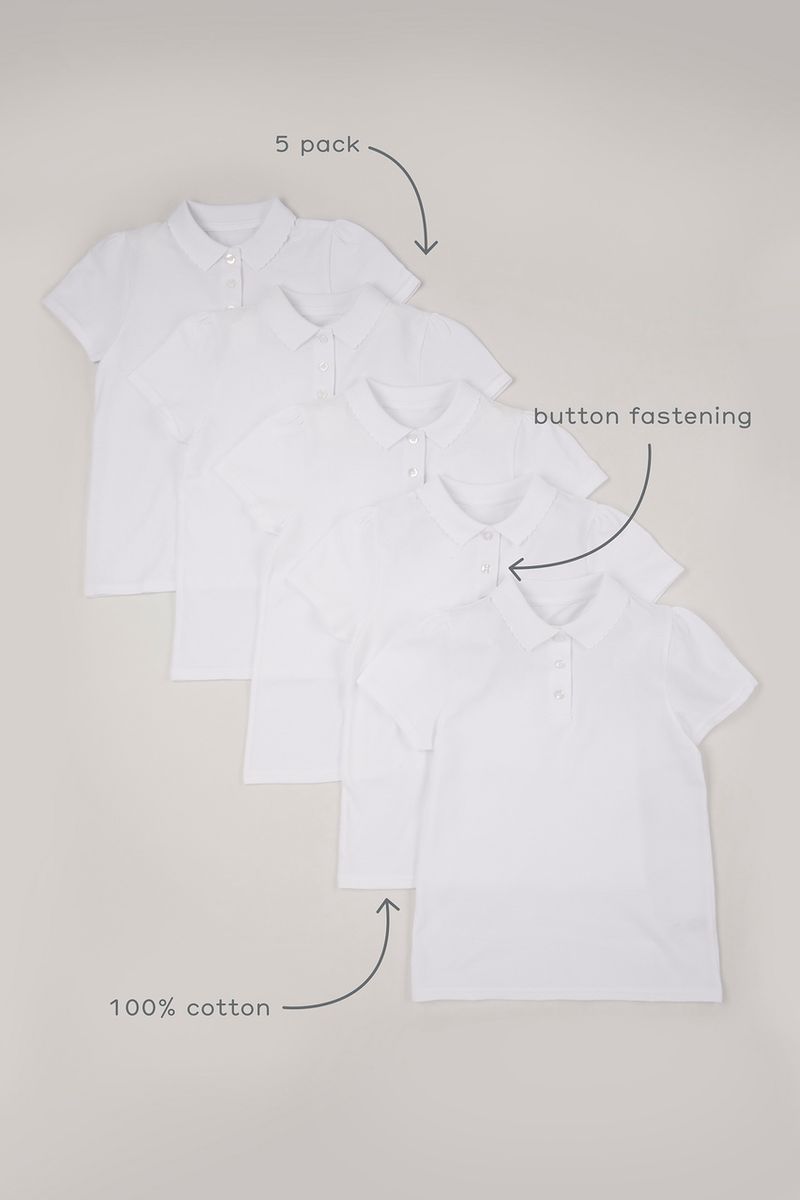 5 Pack Online Exclusive Girls Polo Shirts