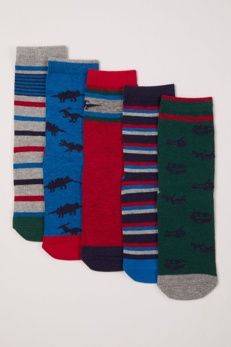 5 Pack Dinosaur Colourful Socks