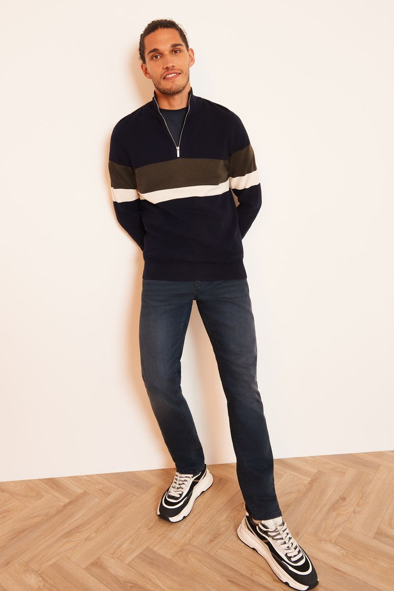 Colour Block Half Zip Jumper