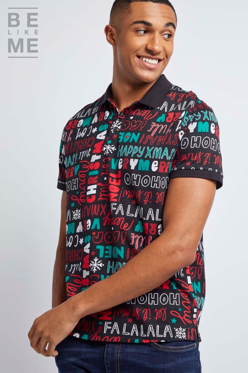 Family Of Christmas Slogan Mens Polo shirt