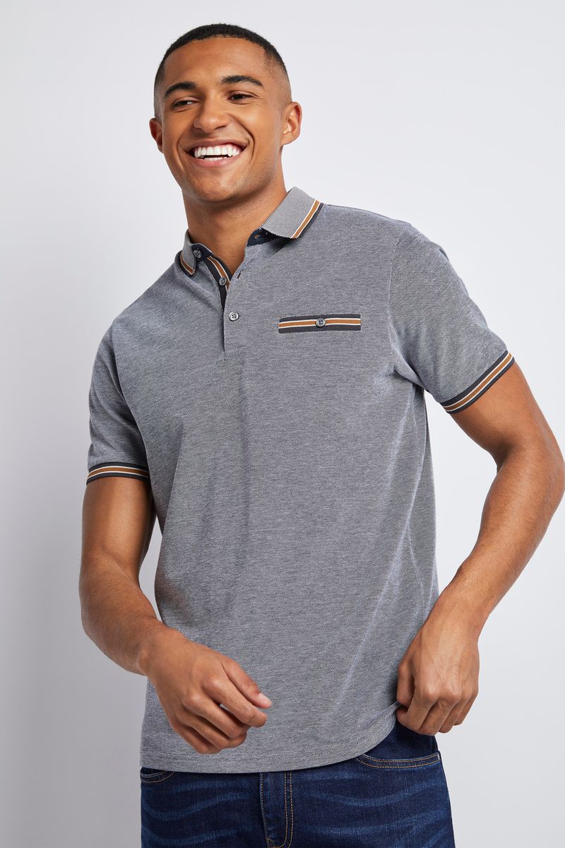 Charcoal Ochre Trim Polo Shirt