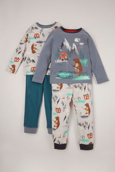 2 Pack Blue Fishing Bear pyjamas