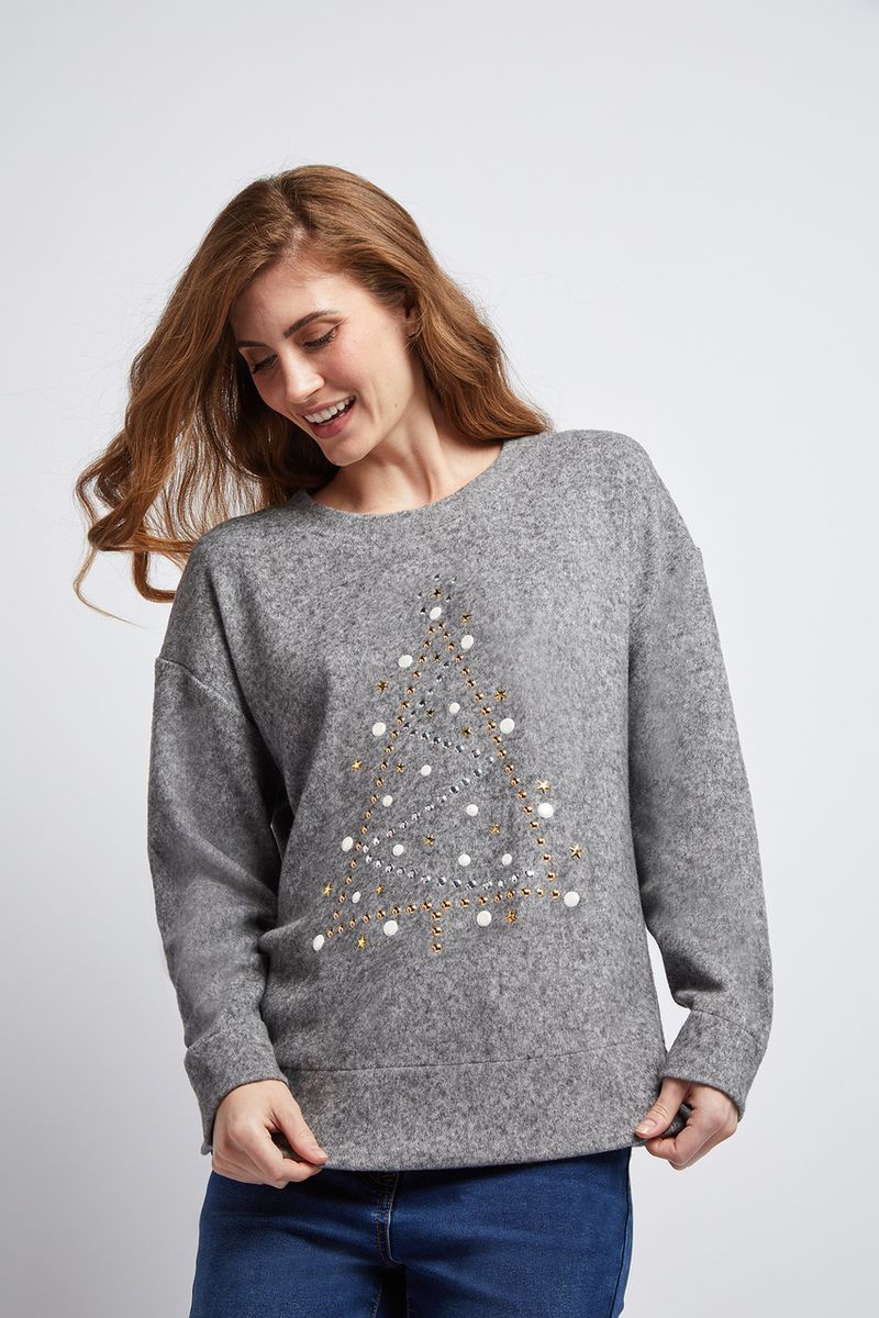 Gem Detail Christmas Tree Jumper