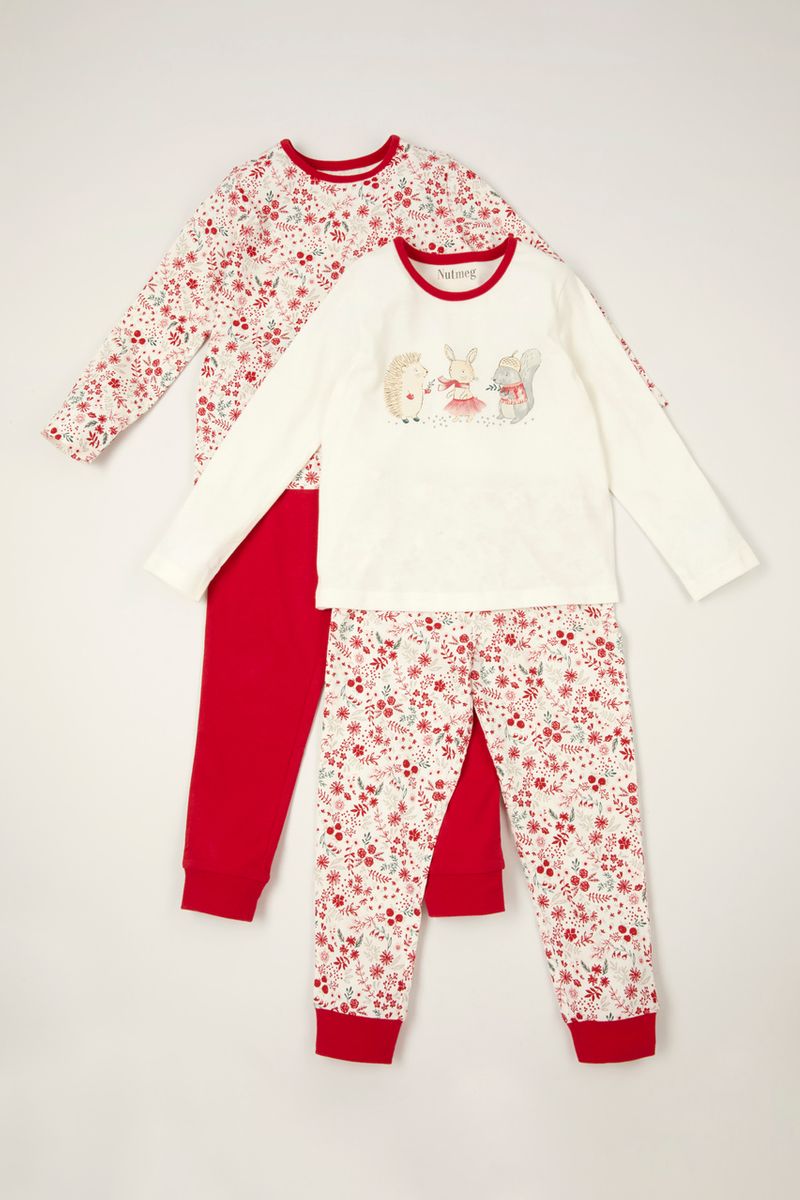 2 Pack Red Woodland Pyjamas