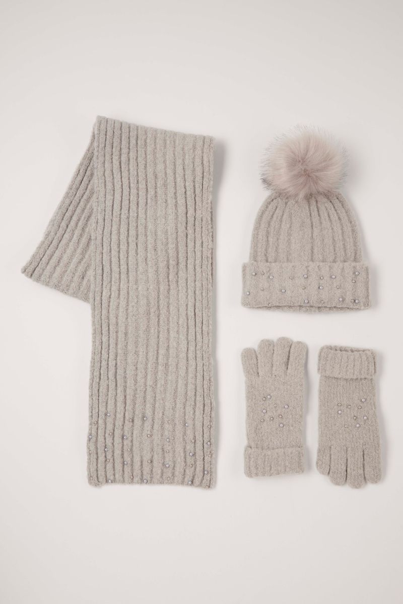 Grey Pearl 3 Piece Knitted set