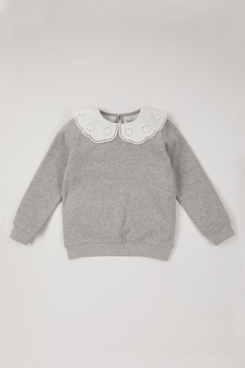 Broderie Collar Sweatshirt