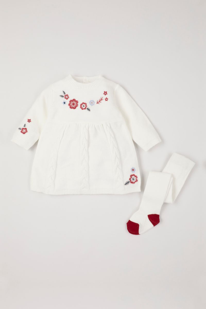Flower Knitted Dress & Tights
