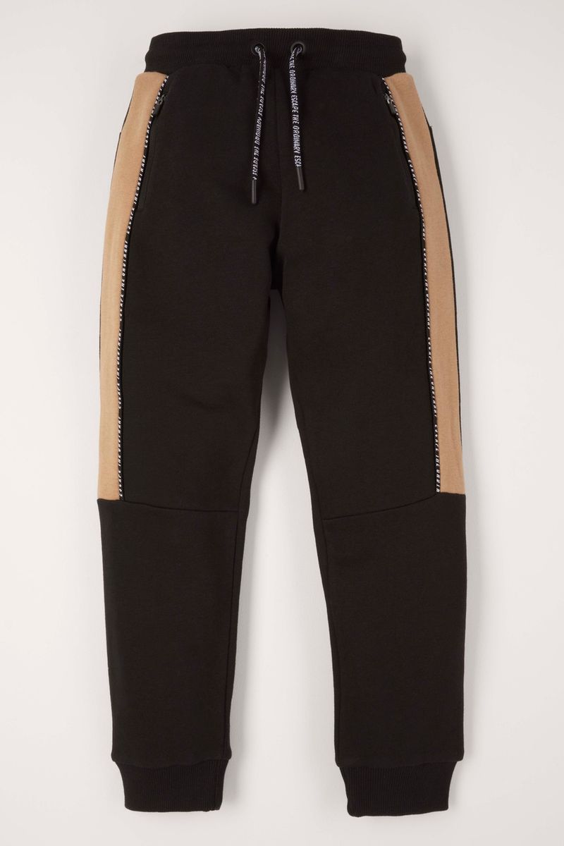 Black & Beige Panel Joggers