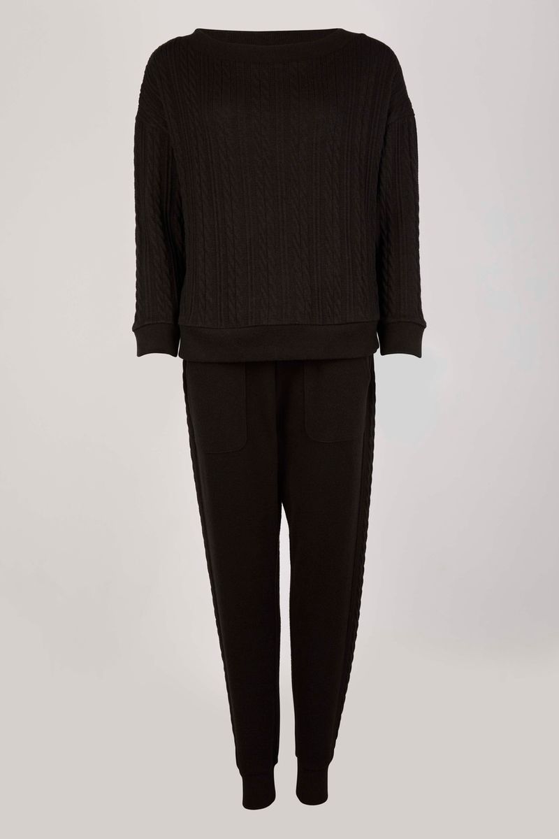 Black Cable Loungewear Set