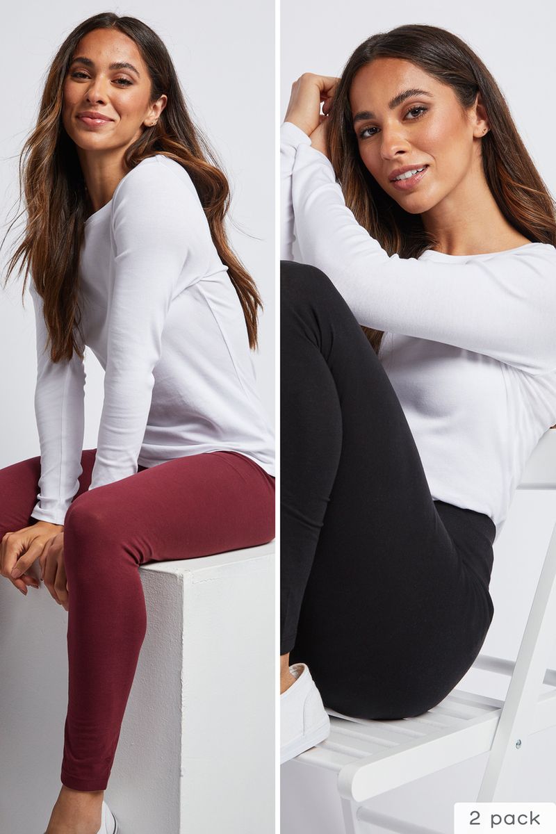 2 Pack Black & Berry Leggings