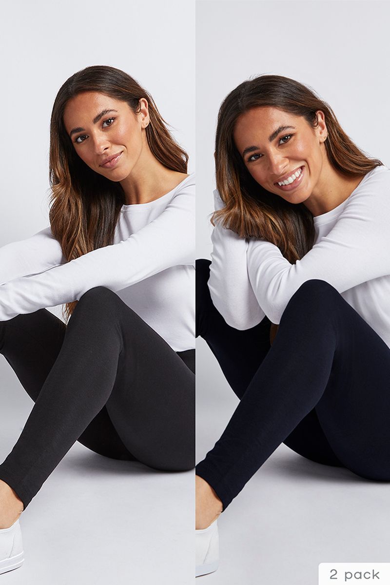 2 Pack Black & Navy leggings