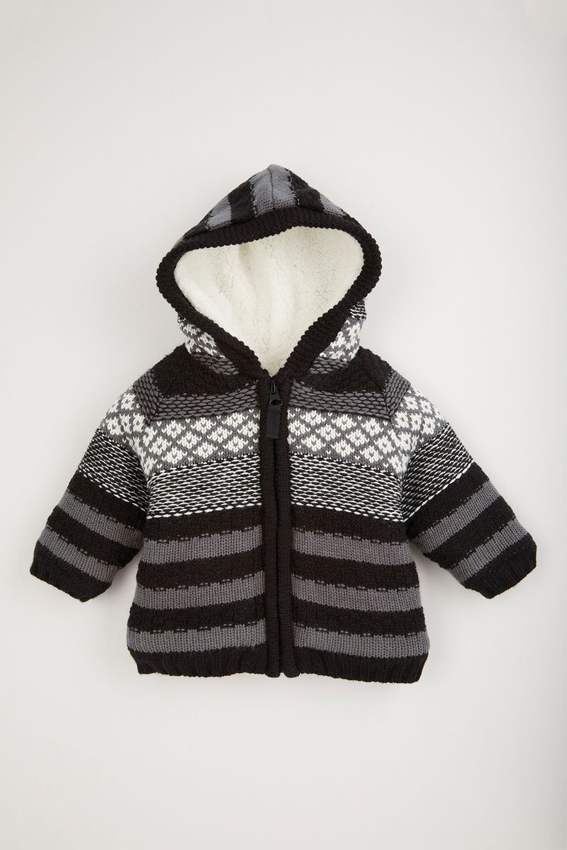 Stripe Borg Lined Cardigan