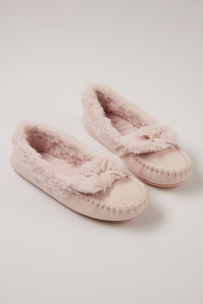 Rose Gold Moccasin Slippers - Nutmeg