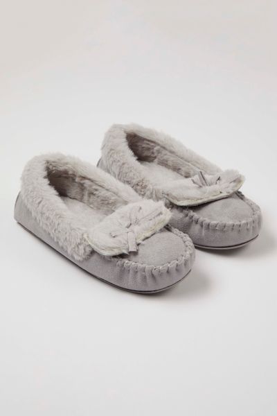 Grey Moccasin Slippers
