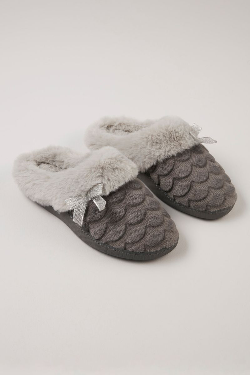 Silver Bow Slippers