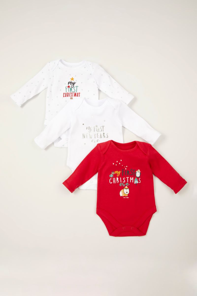 3 Pack Christmas Bodysuits