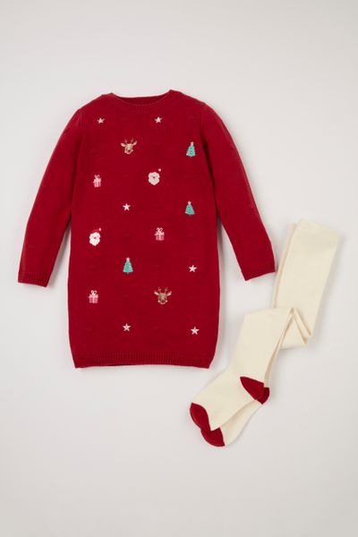 Christmas Knitted Dress & Tights
