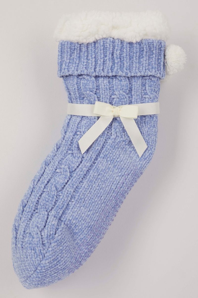 Blue Chenille Lounge Socks