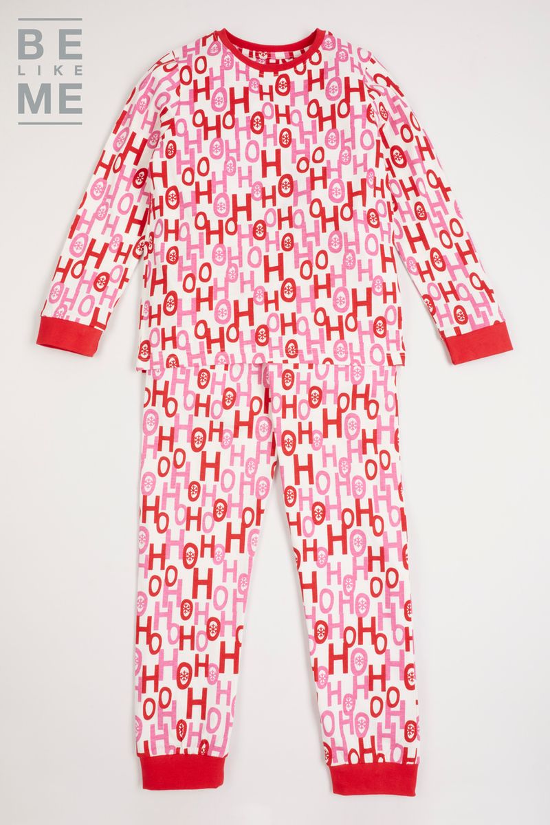 Family Of Christmas Slogan Pink Pyjamas