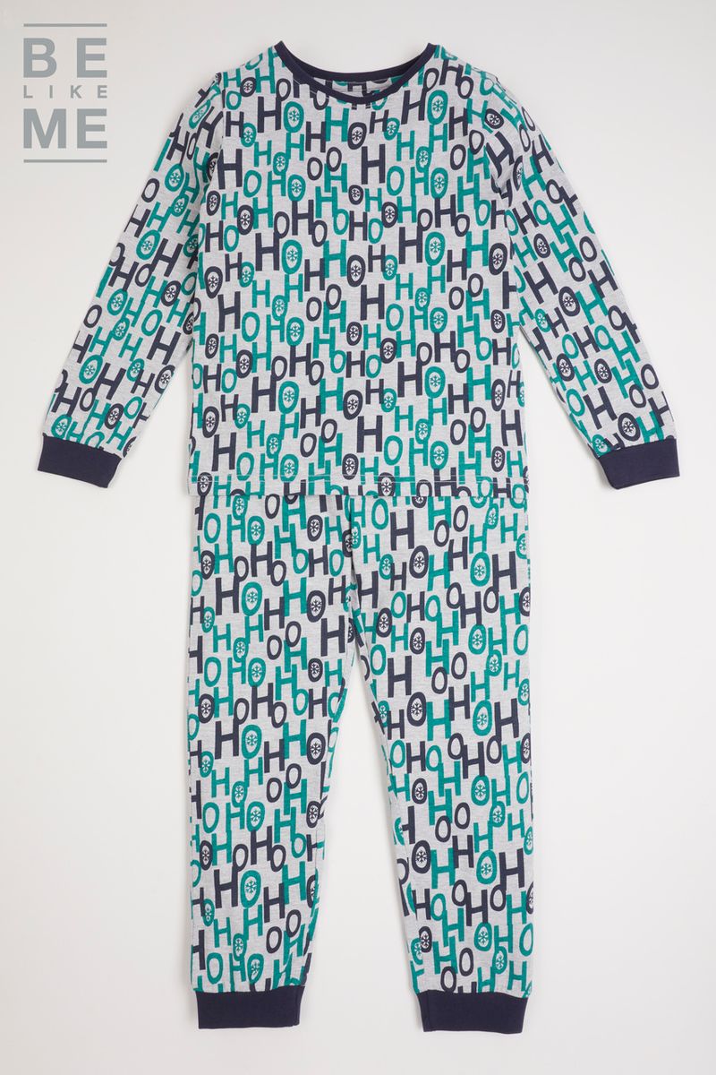 Family Of Christmas Slogan Green Pyjamas