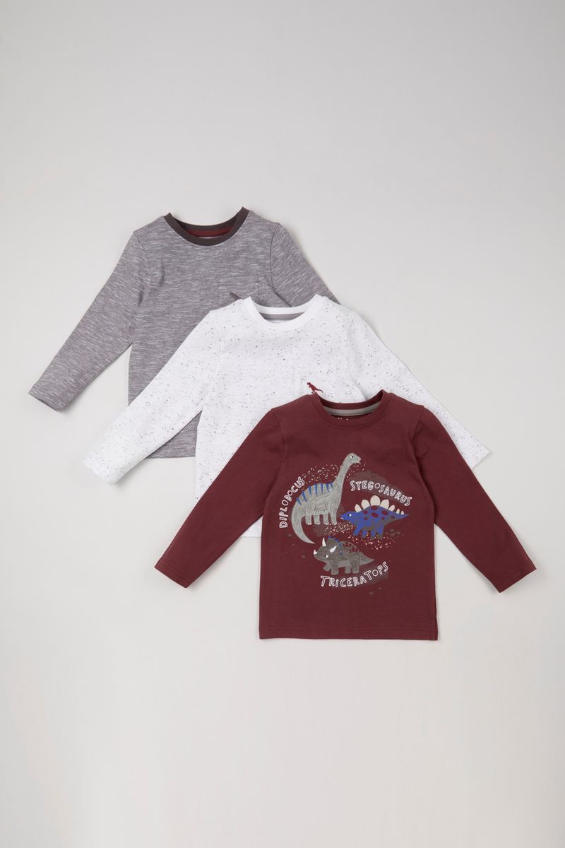 3 Pack Space Dinosaur Applique T-shirt