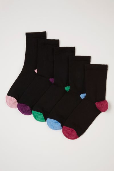 5 Pack Colourful Woven Glitter Socks