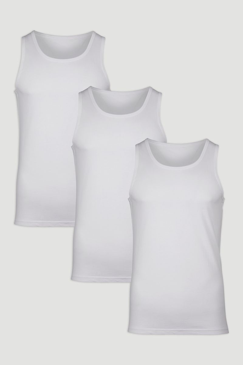 3 Pack White Vests