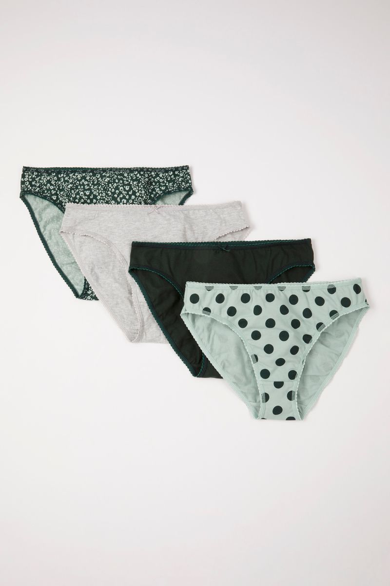 4 Pack Green Spot High Leg briefs