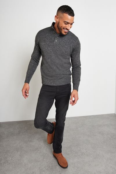 Grey Button Knitted jumper