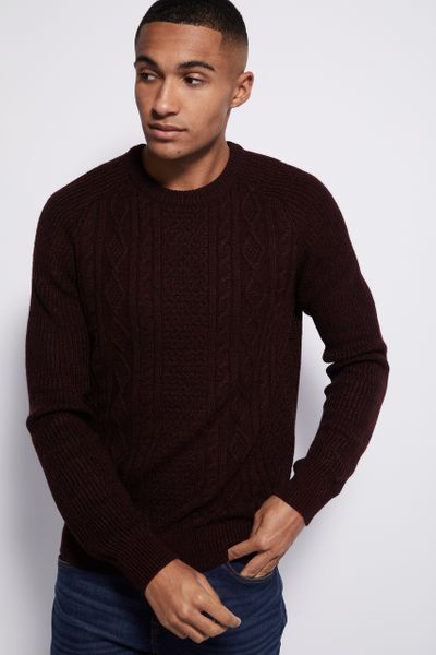 burgundy cable knit jumper