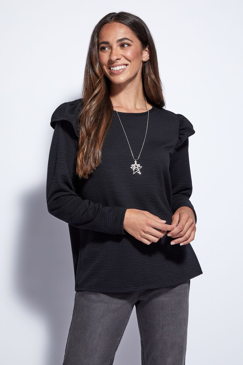 Black Top with Star necklace
