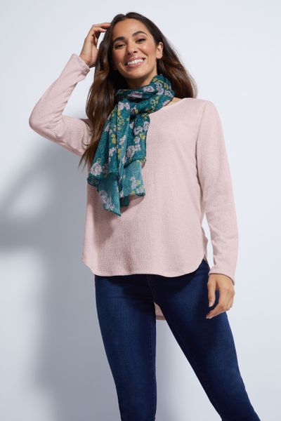 Lilac Top with Floral scarf
