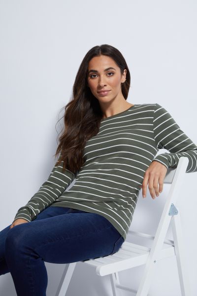 Green Stripe Fitted Long Sleeve top