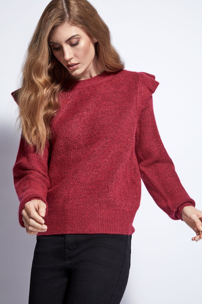 Red Frill Knitted Jumper
