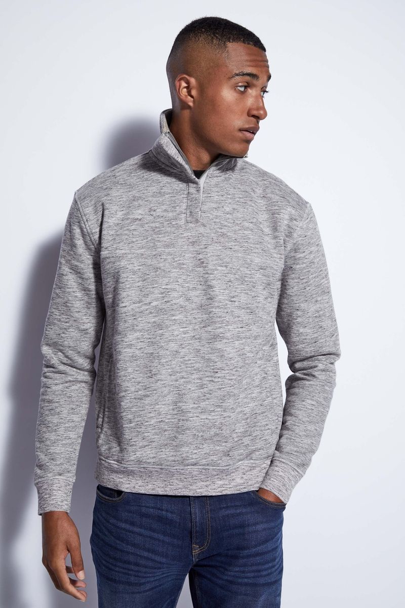 Grey Marl Half Zip Sweatshirt