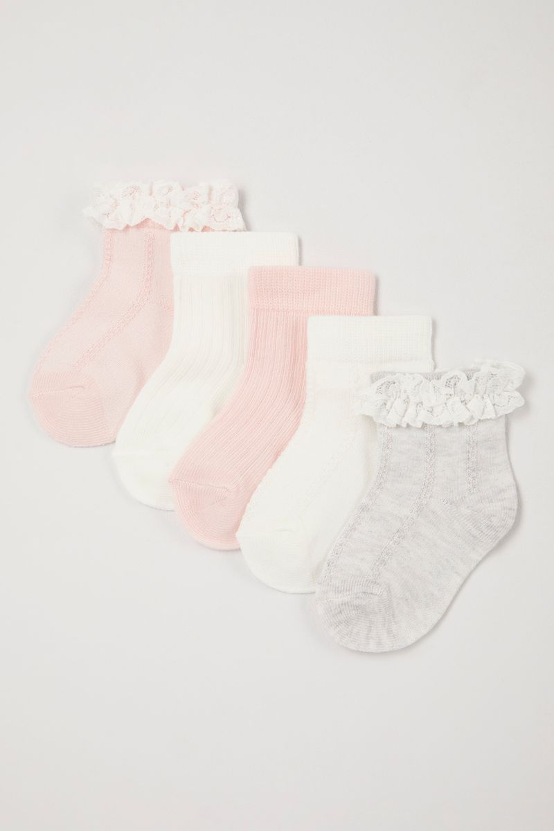 5 Pack Pink Frill Socks
