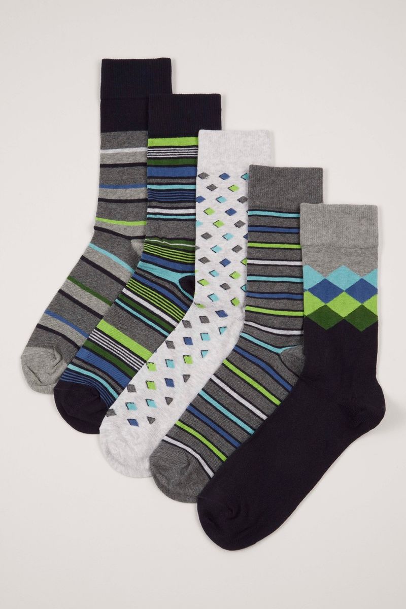 5 Pack Neon Diamond Socks