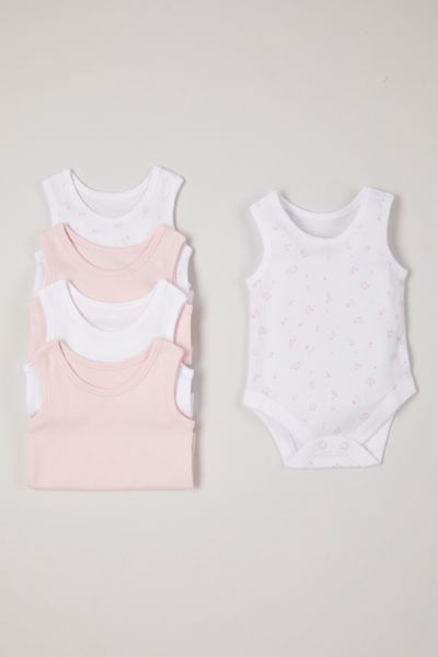 5 Pack Pink Sleeveless Bodysuits