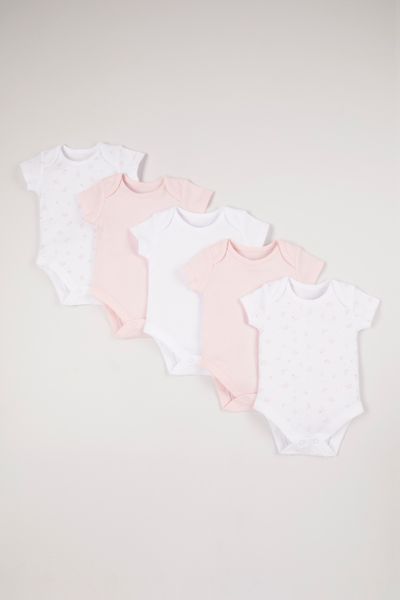 5 Pack Short Sleeve Pink Bodysuits