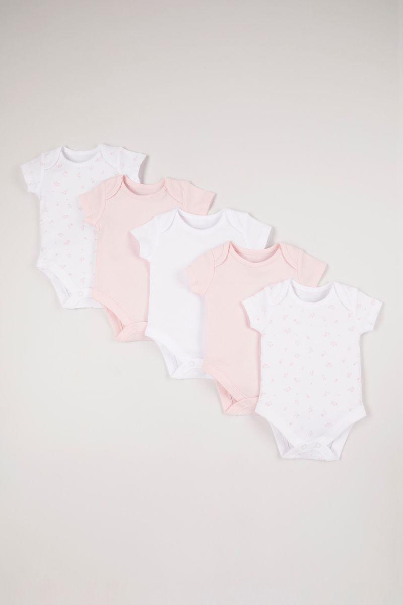 5 Pack Short Sleeve Pink Bodysuits