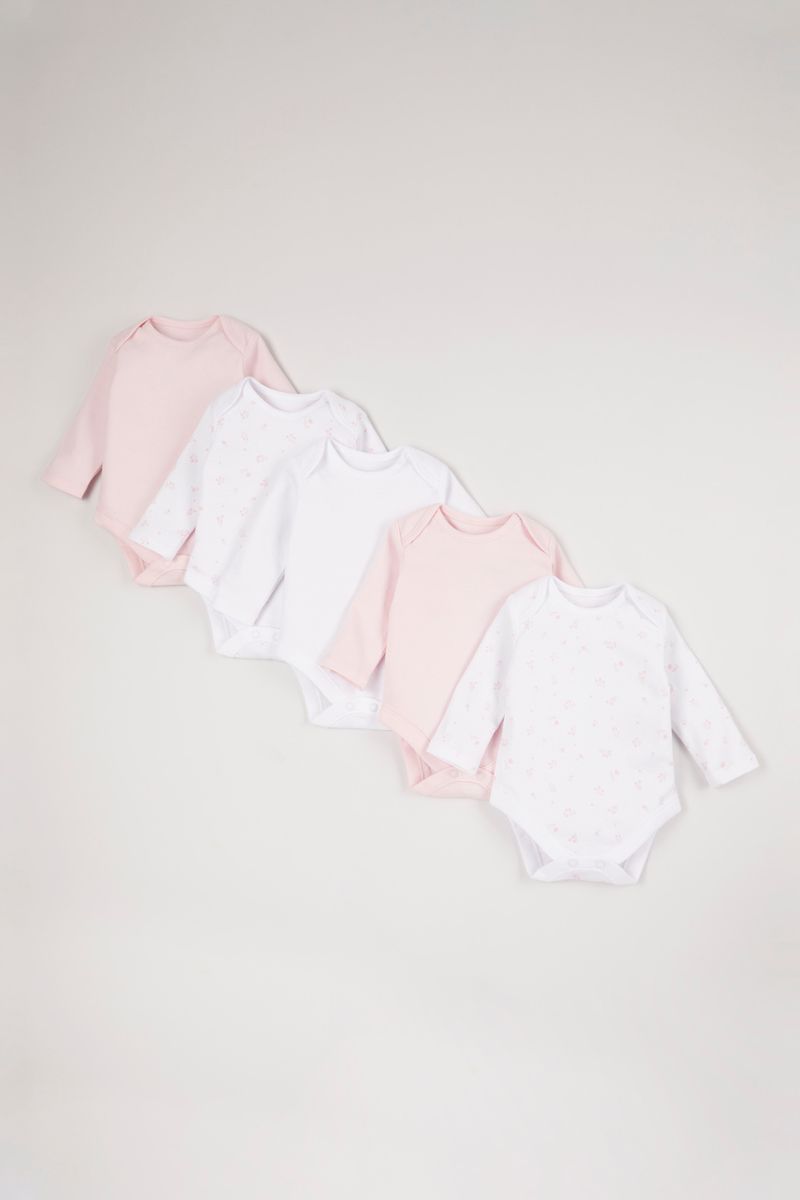 5 Pack Long Sleeve Pink bodysuits