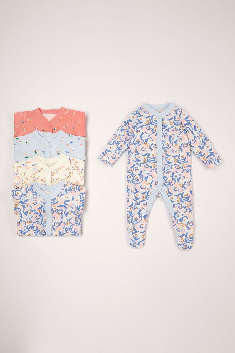 5 Pack Colourful Floral Sleepsuits