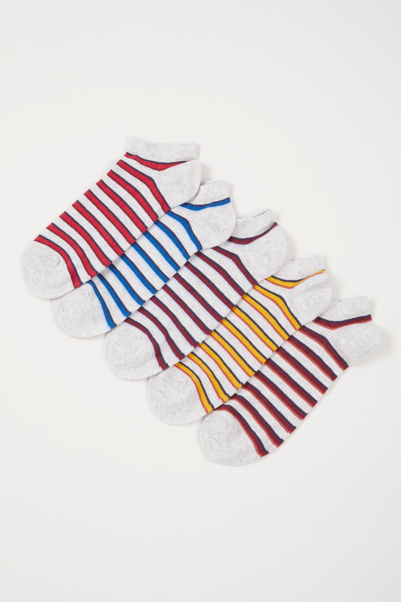 5 pack stripe trainer liner socks