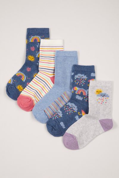 5 Pack Blue Rainbow Socks
