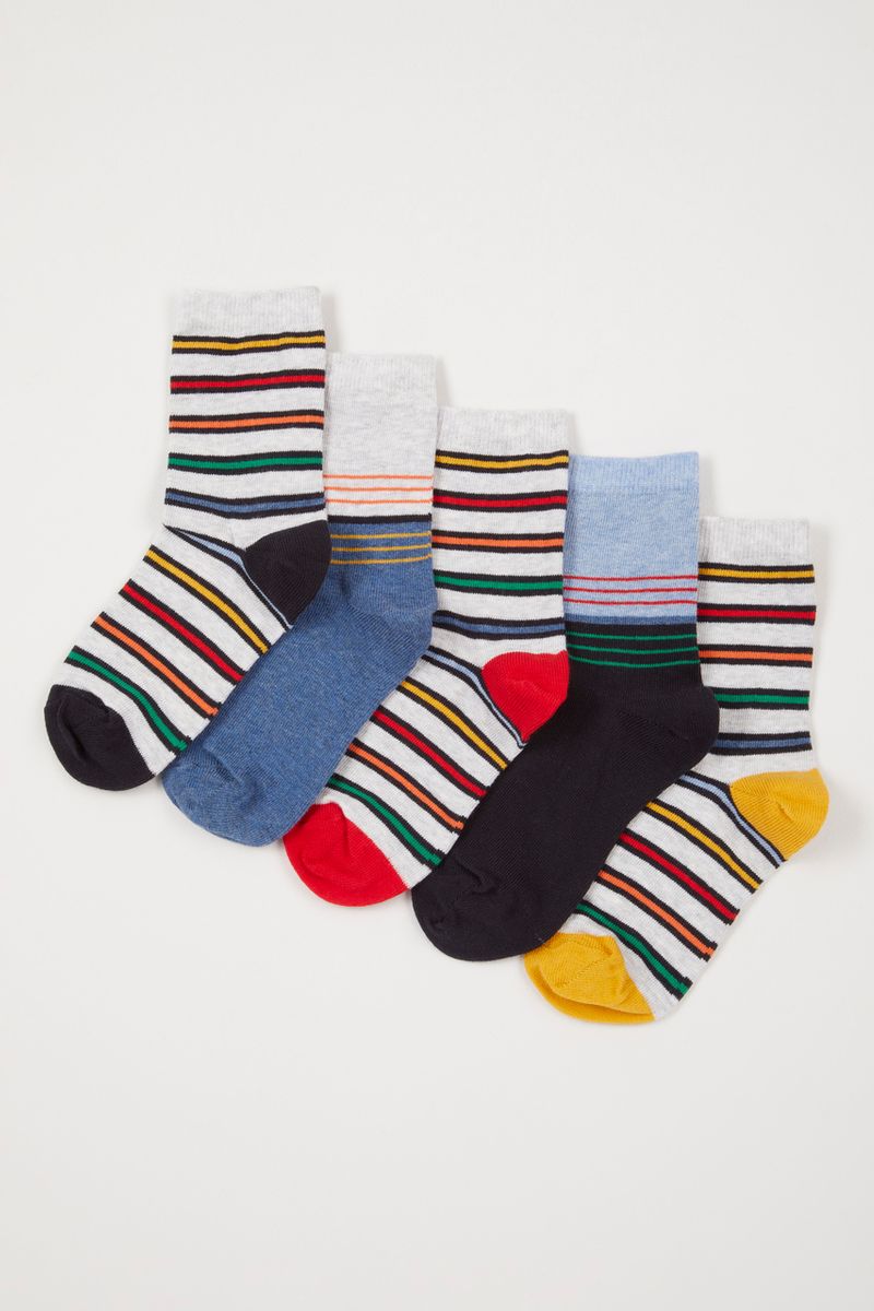 5 Pack Sporty Stripe Socks