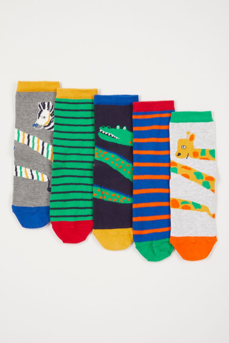 5 pack jungle animal socks