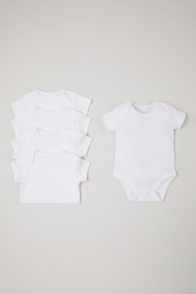  pack of 6 Unisex Baby Plain WHITE 3-5 1/2  Months 