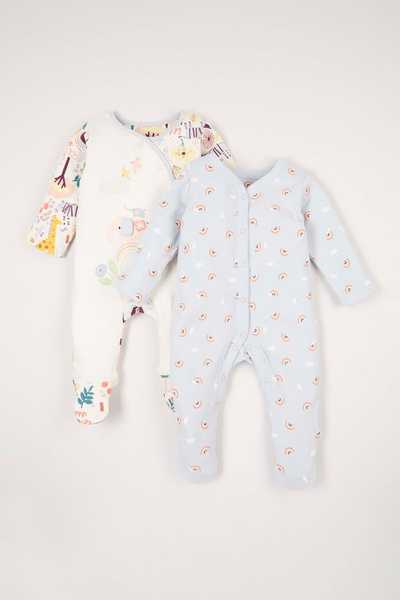 2 Pack Elephant Sleepsuits