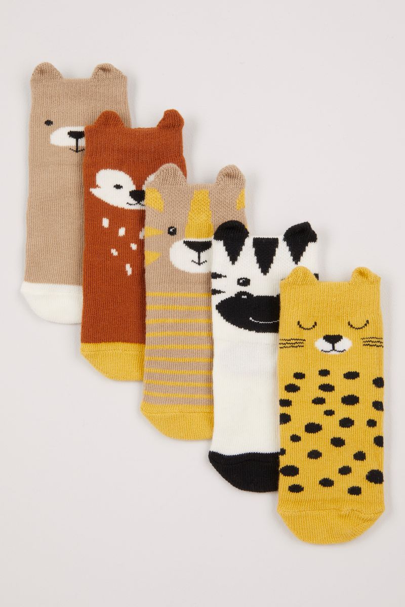 5 Pack Animal Face socks