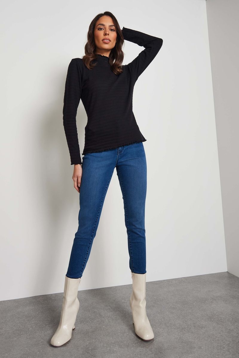 Black Textured turtle neck top